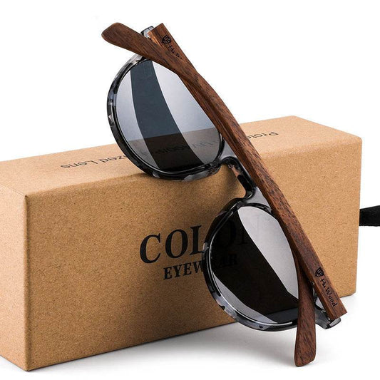 Polarized Sunglasses Round Glasses Bamboo Sunglasses - Mubimart