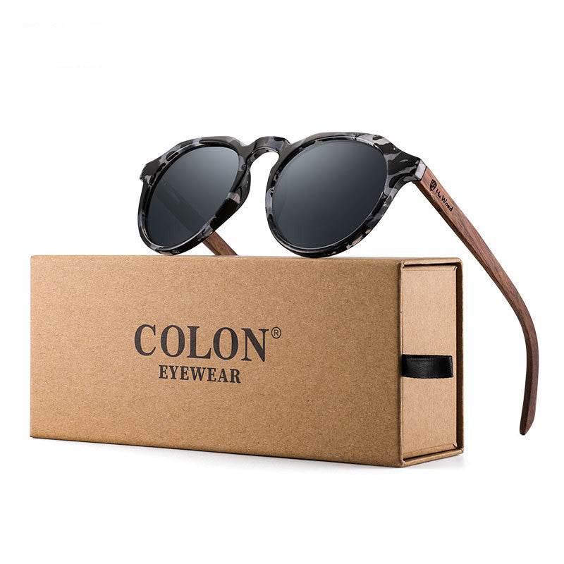 Polarized Sunglasses Round Glasses Bamboo Sunglasses - Mubimart