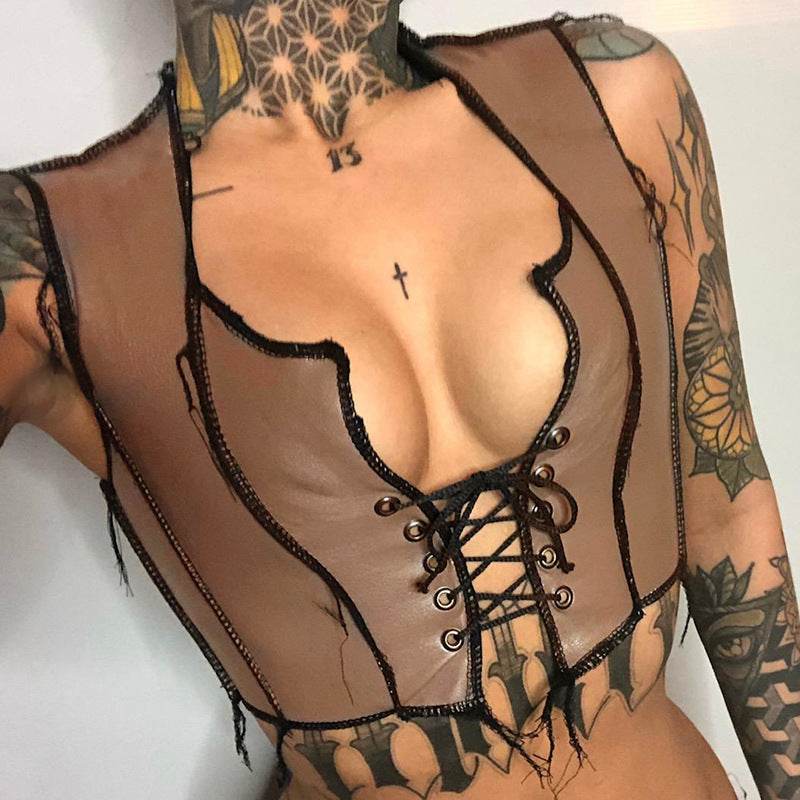 Spring And Summer New Women's Strappy Halter Strap T-shirt - Mubimart