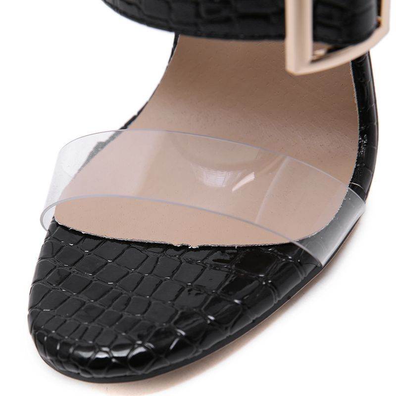 Sandal Women Women's Sexy Sandals Fish Mouth Big Buckle Thin Super High Heel Slippers - Mubimart