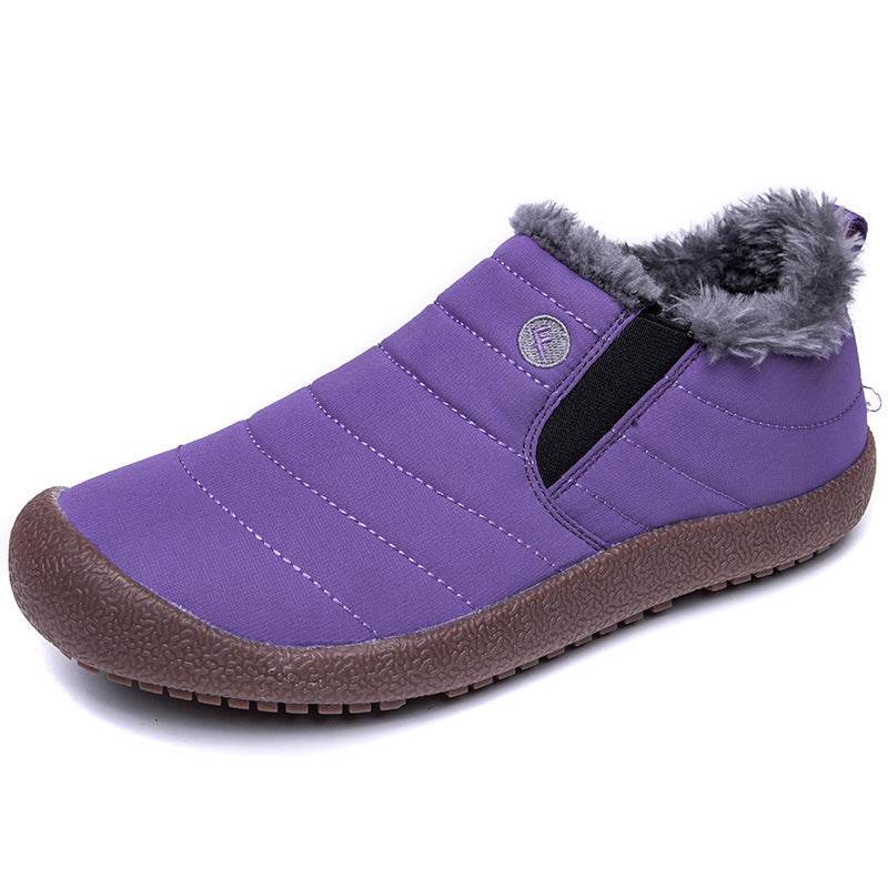 Dacomfy Mens Winter Shoes Ankle Boots Warm Fur Snow Boots Waterproof Slip On Couple Shoes Comfortable Sneakers Plus Size - Mubimart