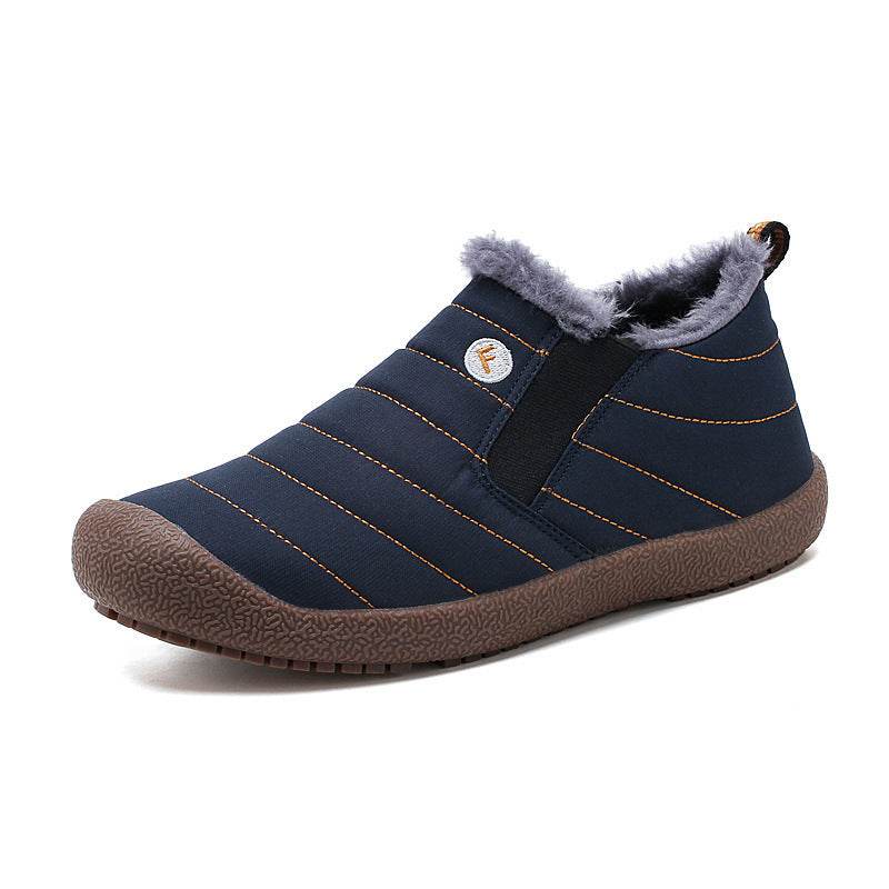 Dacomfy Mens Winter Shoes Ankle Boots Warm Fur Snow Boots Waterproof Slip On Couple Shoes Comfortable Sneakers Plus Size - Mubimart