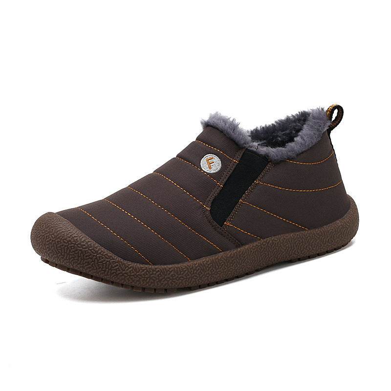Dacomfy Mens Winter Shoes Ankle Boots Warm Fur Snow Boots Waterproof Slip On Couple Shoes Comfortable Sneakers Plus Size - Mubimart