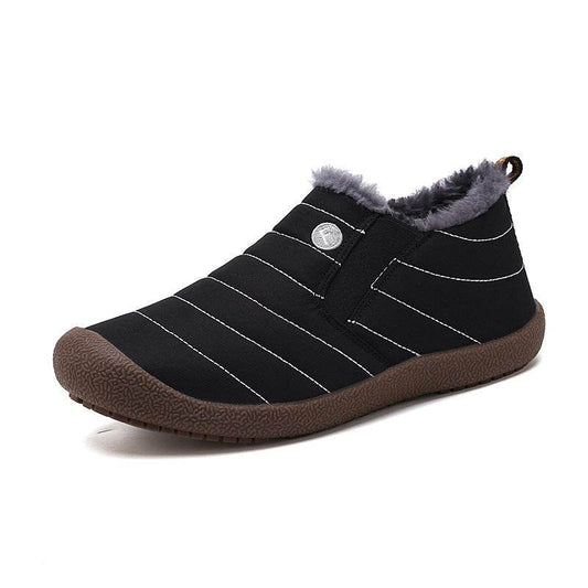Dacomfy Mens Winter Shoes Ankle Boots Warm Fur Snow Boots Waterproof Slip On Couple Shoes Comfortable Sneakers Plus Size - Mubimart