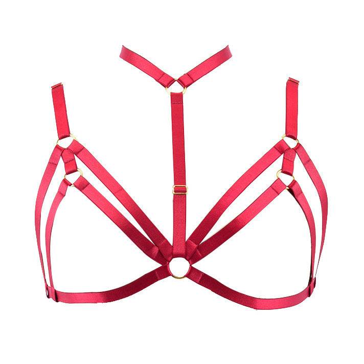Trendy Elastic Band Restraint Cage Strap Hollow Garter Belt - Mubimart