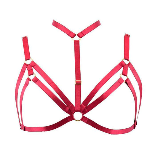 Trendy Elastic Band Restraint Cage Strap Hollow Garter Belt - Mubimart