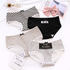 Black Cotton Cute Briefs Set Box Women - Mubimart -  