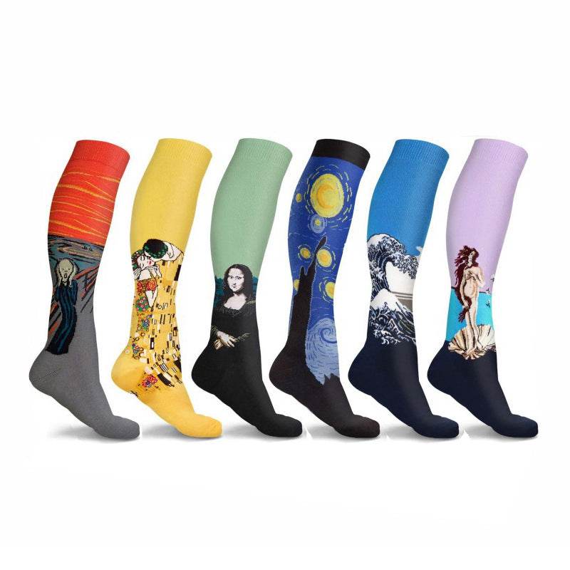 Running Compression Socks Famous Painting Pattern Socks - Mubimart