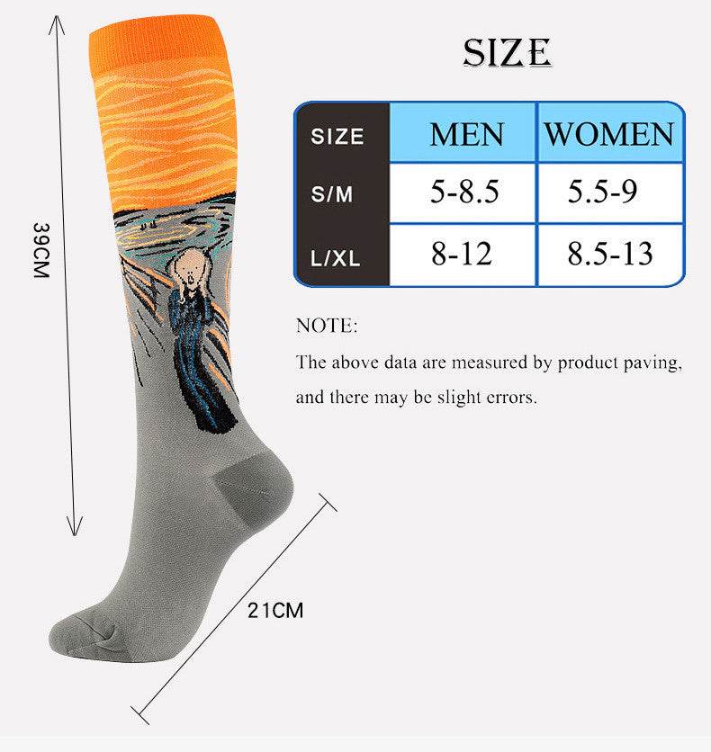 Running Compression Socks Famous Painting Pattern Socks - Mubimart