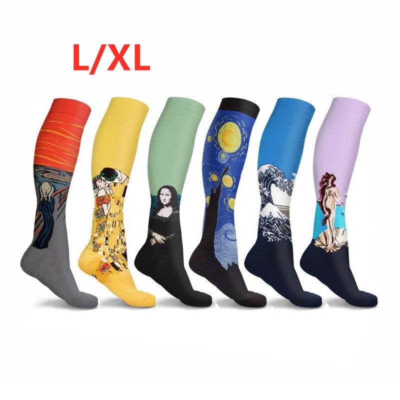 Running Compression Socks Famous Painting Pattern Socks - Mubimart