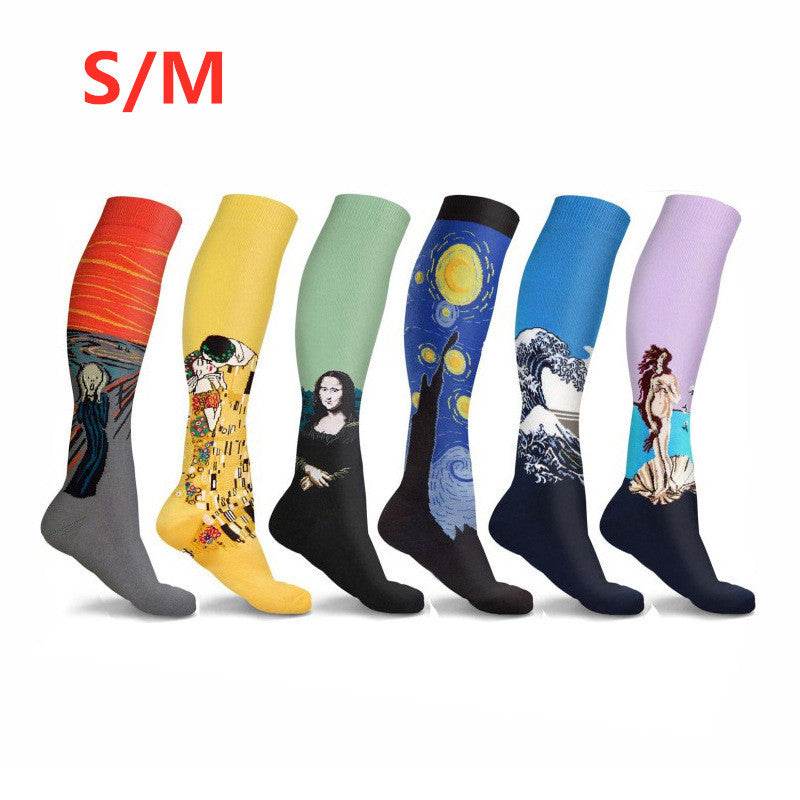 Running Compression Socks Famous Painting Pattern Socks - Mubimart