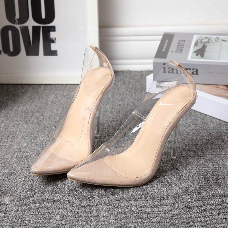 Pointed Transparent Crystal Heel Shallow Breathable Thin Super High Heel Work Shoes - Mubimart
