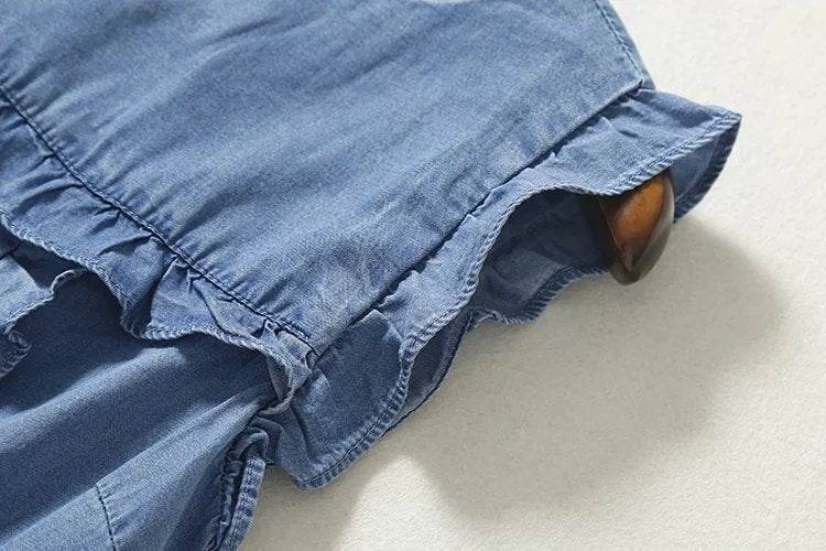 Ruffled Tencel Denim Short One-piece Dress - Mubimart