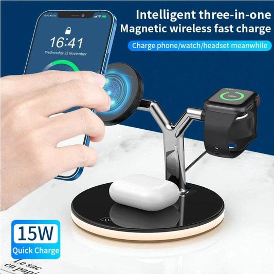 Compatible with Apple , Magnetic Suction Wireless Charger Three In One Wireless Charger - Mubimart