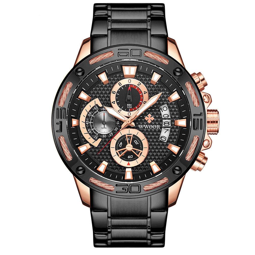 WWOOR Fashion Mens Watches Top Brand Luxury Gold Full Steel Quartz Watch Men Waterproof Sport Chronograph Relogio Masculino - Mubimart