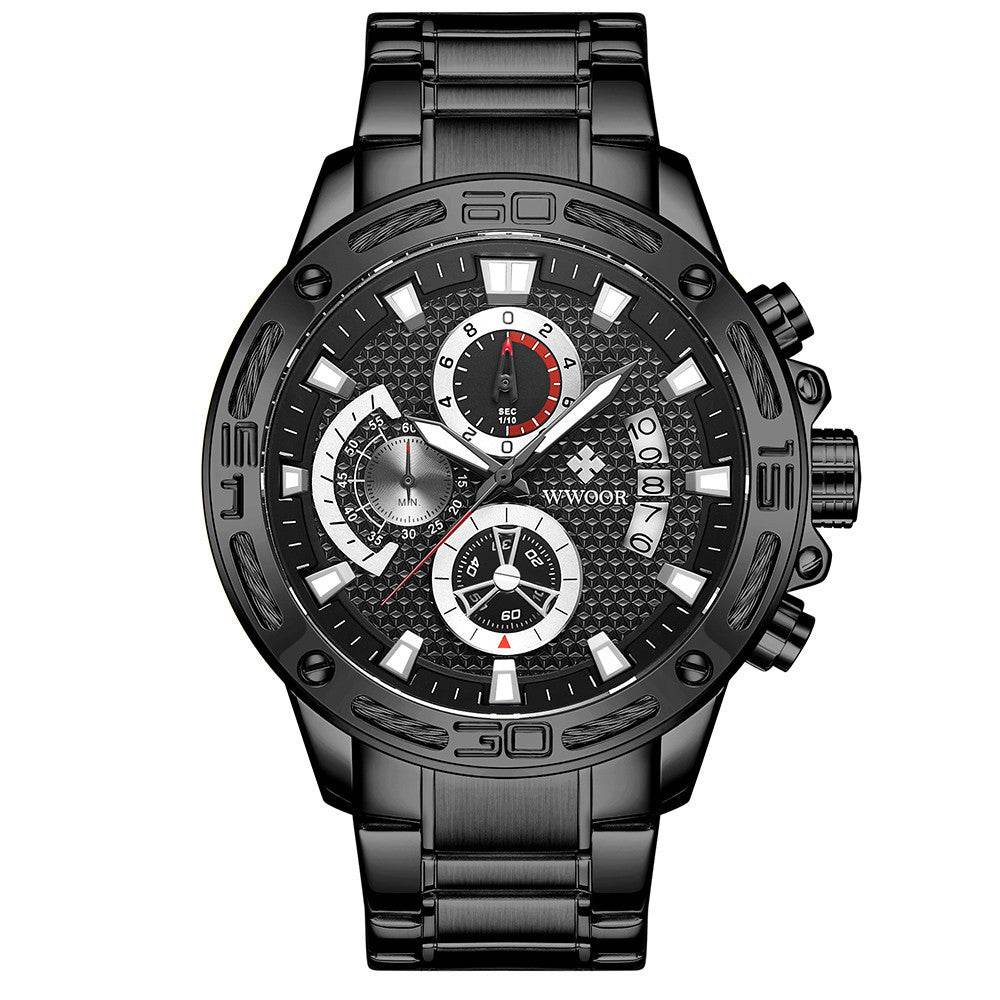 WWOOR Fashion Mens Watches Top Brand Luxury Gold Full Steel Quartz Watch Men Waterproof Sport Chronograph Relogio Masculino - Mubimart