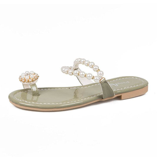 Summer New Style Korean Pearl Slipper - Mubimart