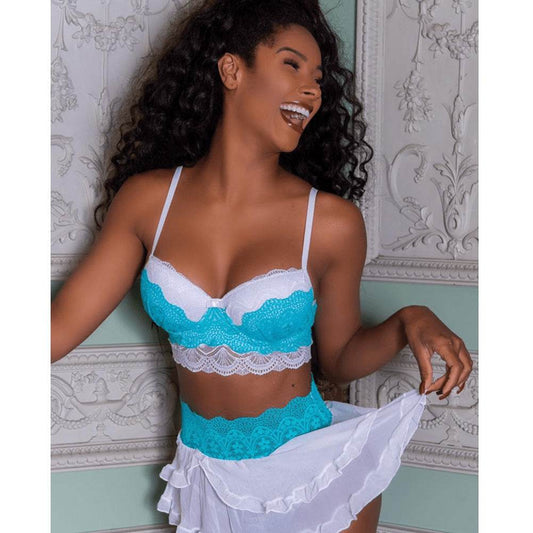 Women's Sexy Lingerie Pajamas-Dress Babydoll Thong Lingerie Lace Bra Set - Mubimart