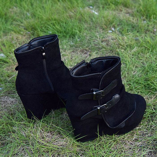 Female Booties With Wedge Heels Platform Boots Women Winter - Mubimart