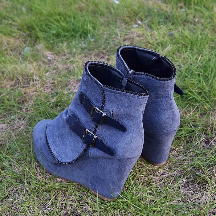 Female Booties With Wedge Heels Platform Boots Women Winter - Mubimart