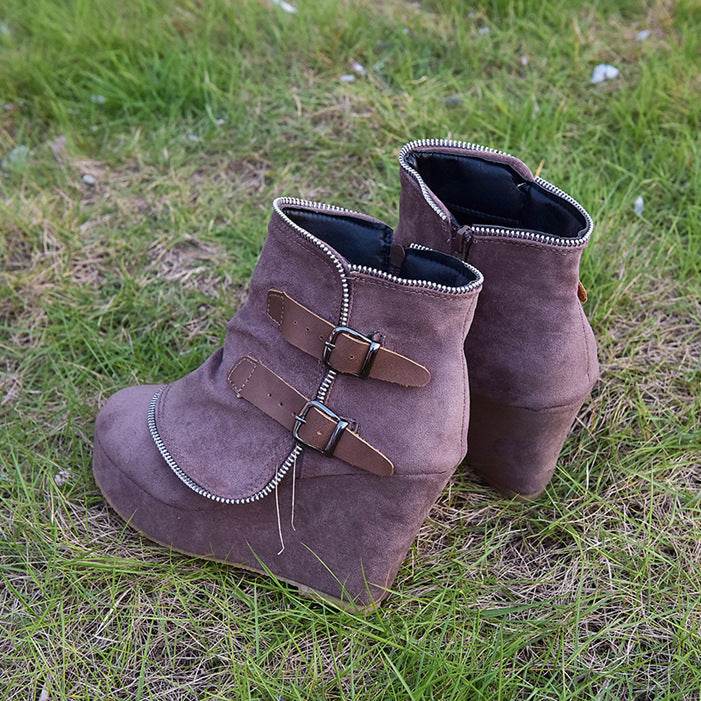 Female Booties With Wedge Heels Platform Boots Women Winter - Mubimart