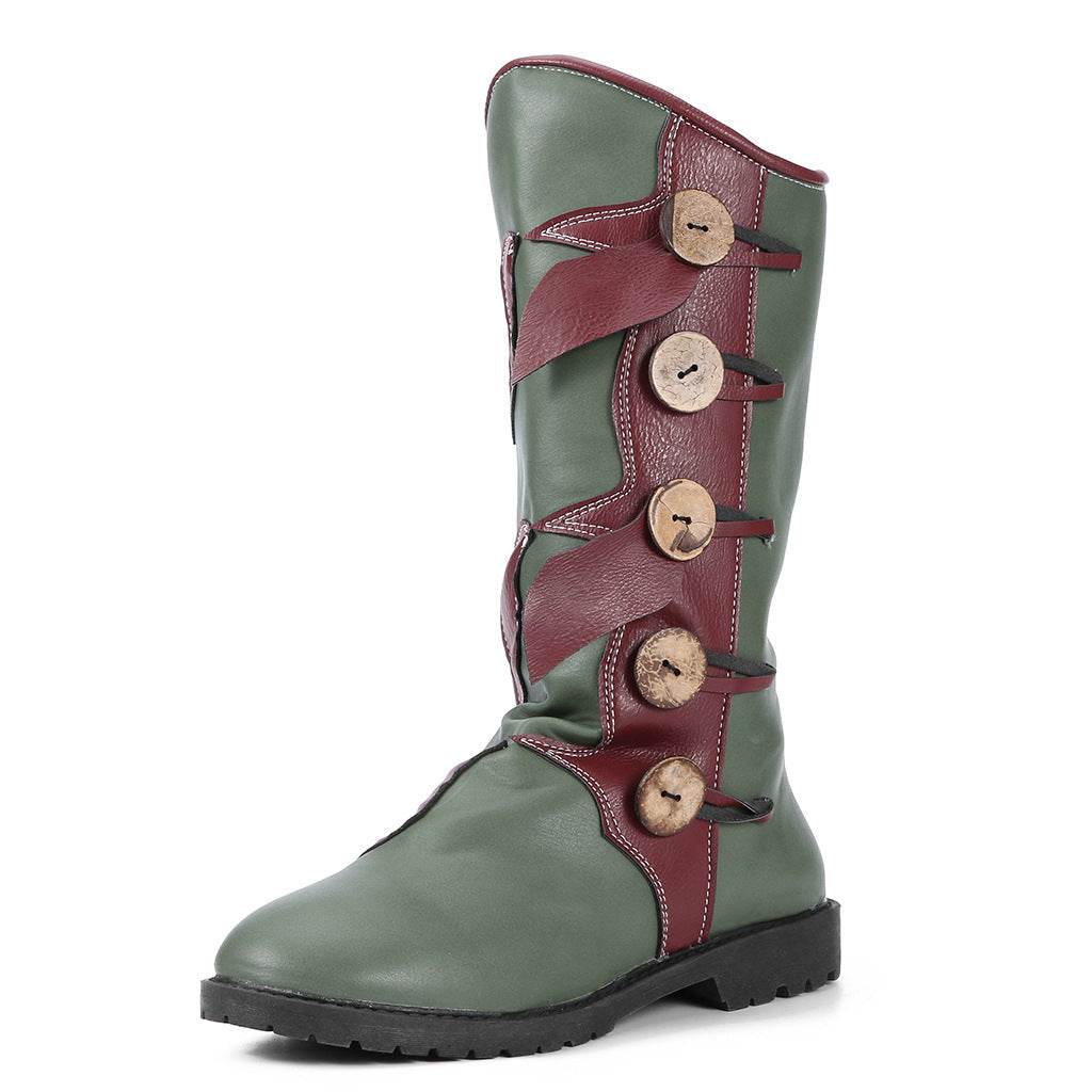 Women's Fashion Mid-Boots Color Matching Women Boots - Mubimart