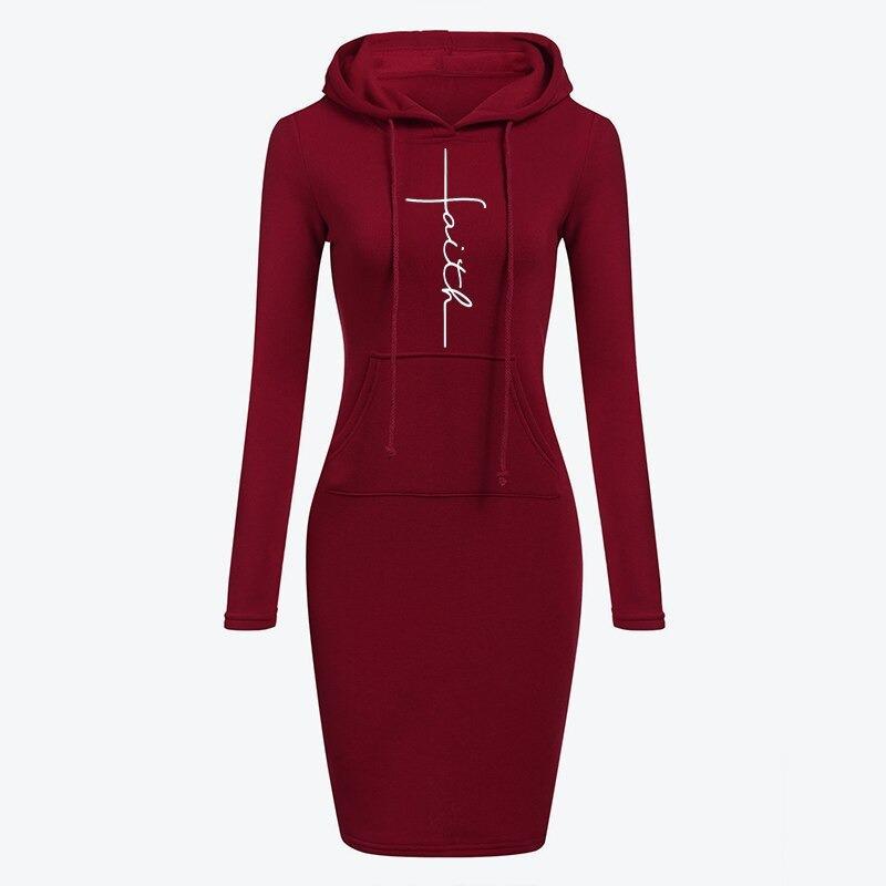 Autumn Winter Women Hoodies Sweatshirts Long-sleeved Dress - Mubimart - Sweatshirts 