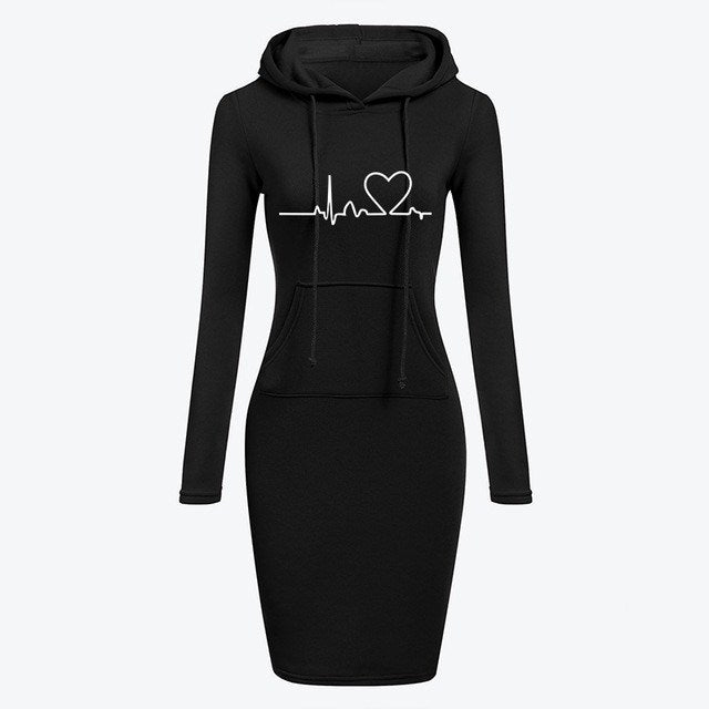 Autumn Winter Women Hoodies Sweatshirts Long-sleeved Dress - Mubimart - Sweatshirts 