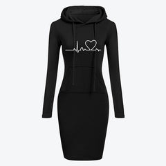 Autumn Winter Women Hoodies Sweatshirts Long-sleeved Dress - Mubimart - Sweatshirts 