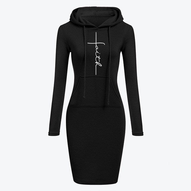 Autumn Winter Women Hoodies Sweatshirts Long-sleeved Dress - Mubimart - Sweatshirts 