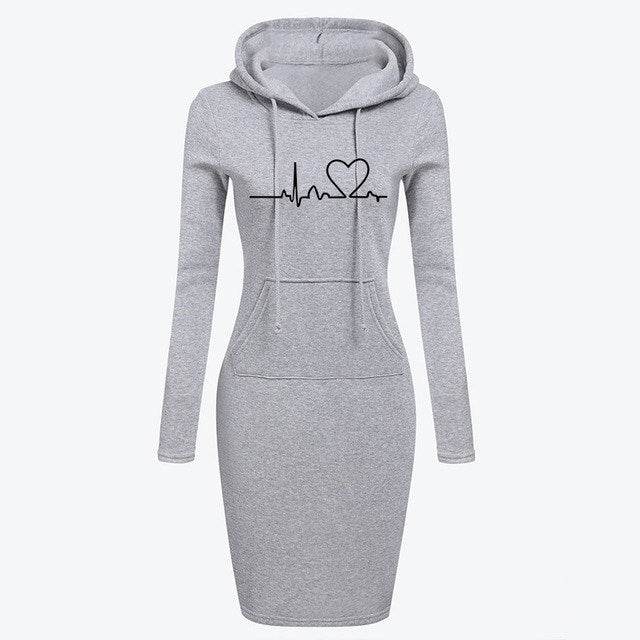 Autumn Winter Women Hoodies Sweatshirts Long-sleeved Dress - Mubimart