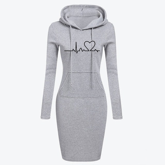 Autumn Winter Women Hoodies Sweatshirts Long-sleeved Dress - Mubimart - Sweatshirts 