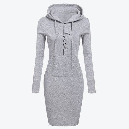 Autumn Winter Women Hoodies Sweatshirts Long-sleeved Dress - Mubimart
