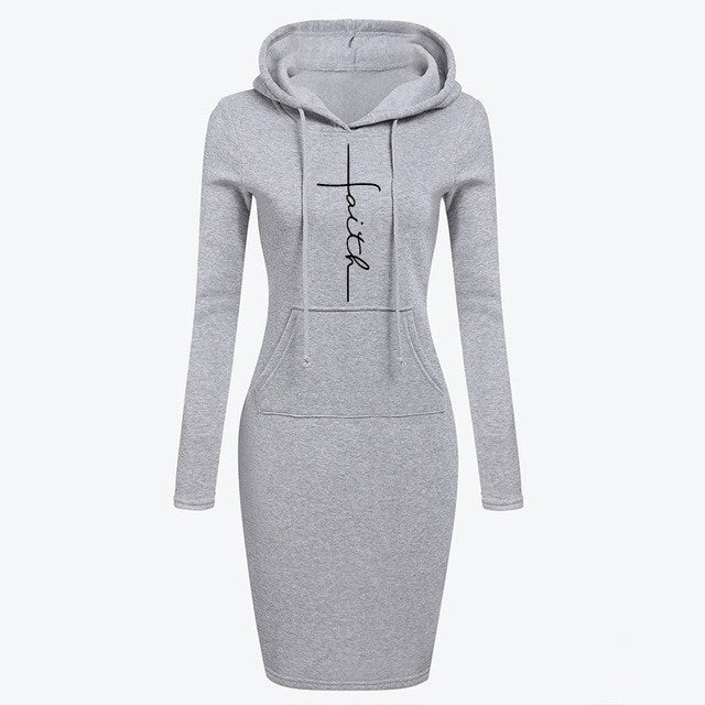 Autumn Winter Women Hoodies Sweatshirts Long-sleeved Dress - Mubimart -  