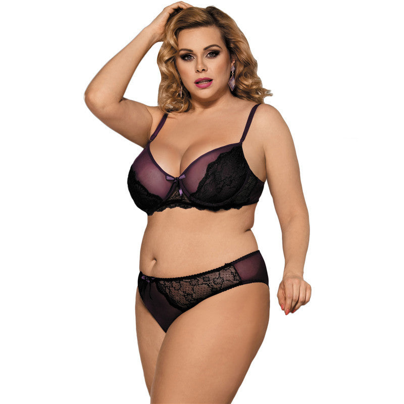 Sexy Lingerie Plus Size Ladies Sexy Lace Pajamas Three-point Suit - Mubimart -  