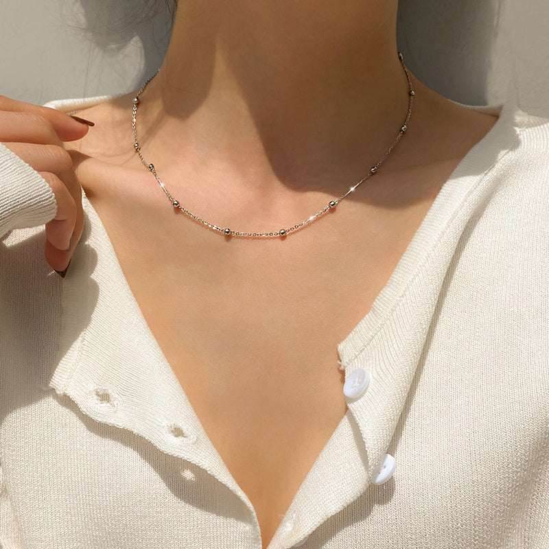 Neck Chain Women Short Clavicle Necklace Sterling Silver Clavicle Chain Women Simple Temperament - Mubimart