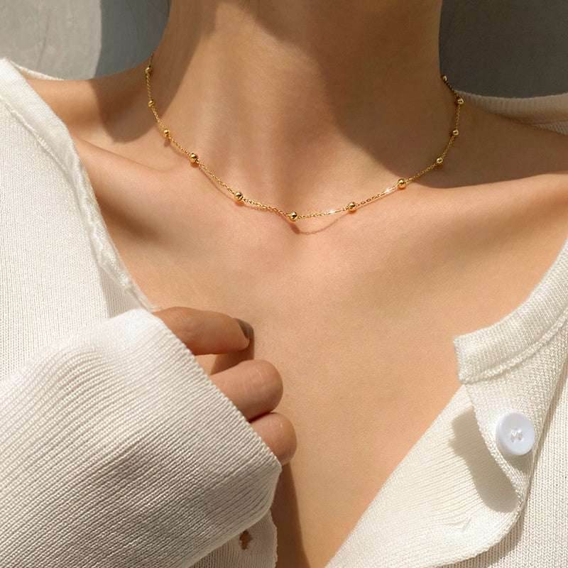 Neck Chain Women Short Clavicle Necklace Sterling Silver Clavicle Chain Women Simple Temperament - Mubimart