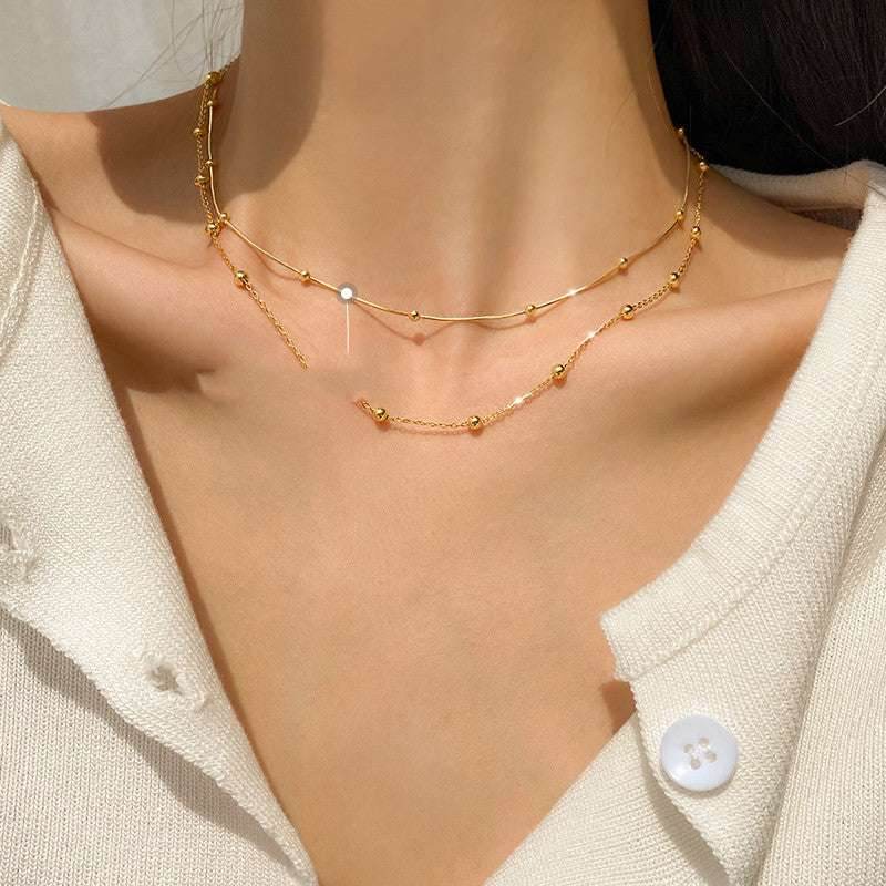 Neck Chain Women Short Clavicle Necklace Sterling Silver Clavicle Chain Women Simple Temperament - Mubimart
