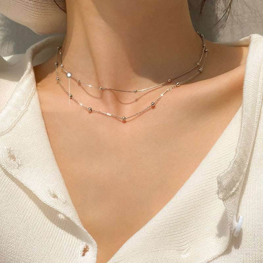 Neck Chain Women Short Clavicle Necklace Sterling Silver Clavicle Chain Women Simple Temperament - Mubimart