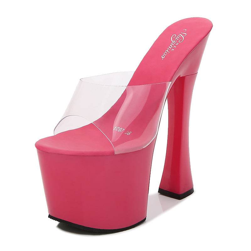 Hate Tiangao Nightclub Super High Heels Slippers Women Work Shoes Catwalk Pole Dance Shoes Waterproof Platform - Mubimart