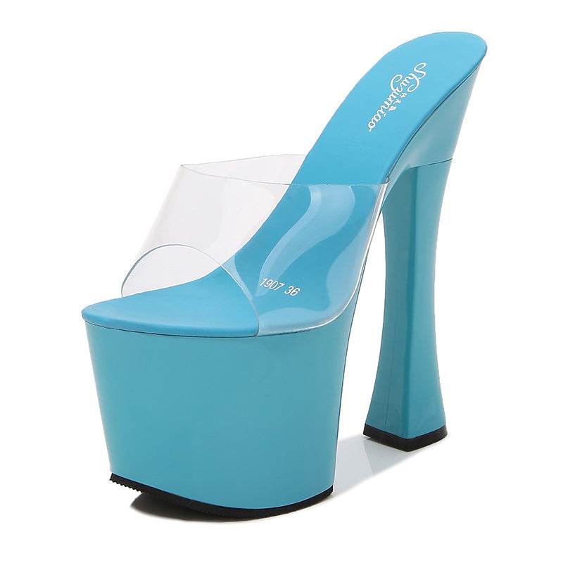 Hate Tiangao Nightclub Super High Heels Slippers Women Work Shoes Catwalk Pole Dance Shoes Waterproof Platform - Mubimart