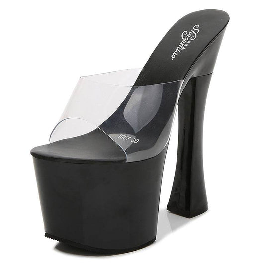 Hate Tiangao Nightclub Super High Heels Slippers Women Work Shoes Catwalk Pole Dance Shoes Waterproof Platform - Mubimart