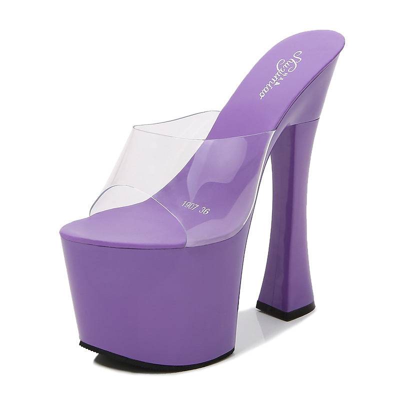Hate Tiangao Nightclub Super High Heels Slippers Women Work Shoes Catwalk Pole Dance Shoes Waterproof Platform - Mubimart