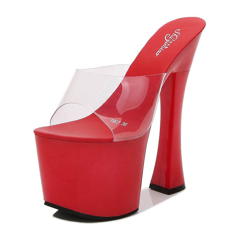 Hate Tiangao Nightclub Super High Heels Slippers Women Work Shoes Catwalk Pole Dance Shoes Waterproof Platform - Mubimart