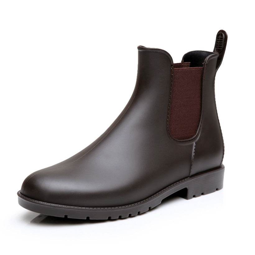 Low-top Men's Rain Boots Fashion Waterproof Low-top Rain Boots Chelsea Water Shoes - Mubimart