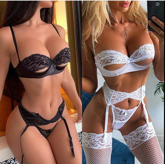 Sexy Lingerie Underwear Nightgown Woman Panties Bra Lace - Mubimart