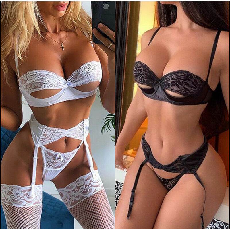 Sexy Lingerie Underwear Nightgown Woman Panties Bra Lace - Mubimart