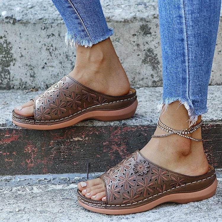 Summer Women Wedge Sandals Premium Orthopedic Toe Sandals - Mubimart