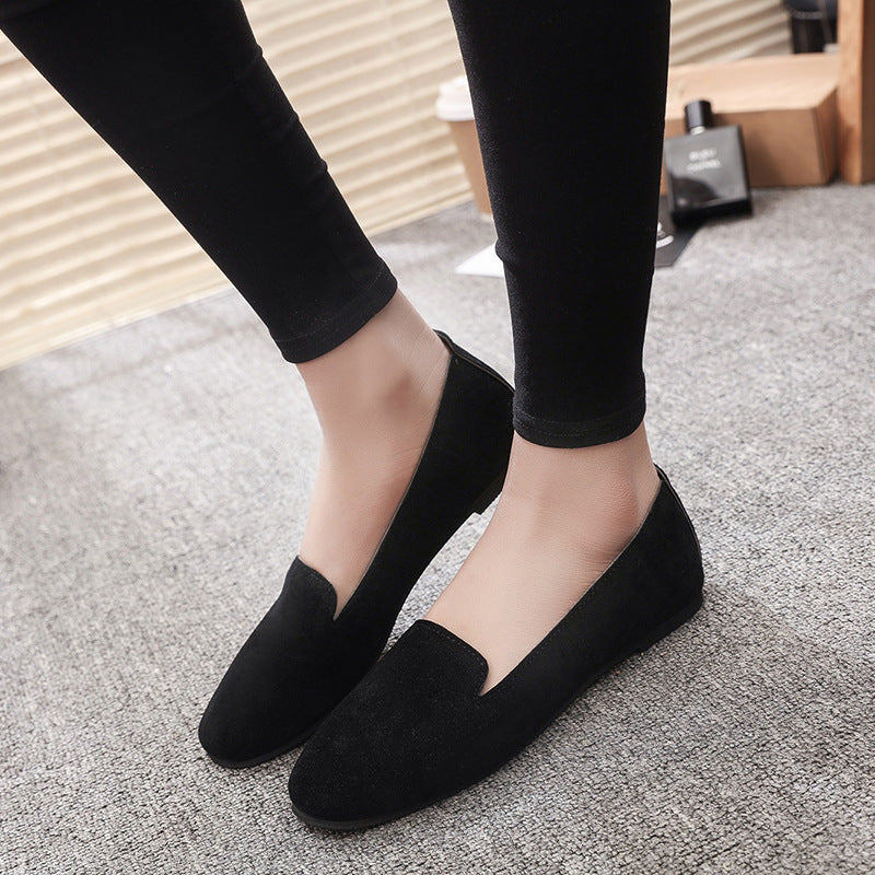 spring new women's shoes shallow mouth round flat shoes work shoes single shoes peas shoes