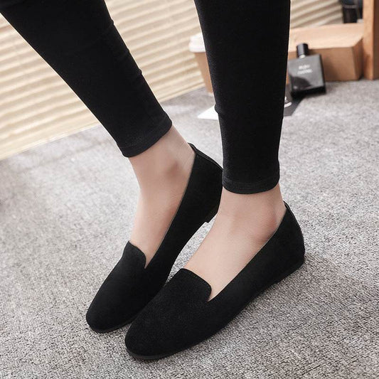 spring new women's shoes shallow mouth round flat shoes work shoes single shoes peas shoes - Mubimart